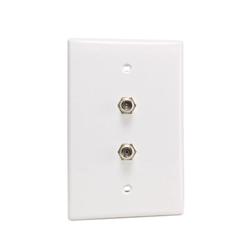 Wall Plate | F81 Coax | Dual Port, White - Conversions Technology