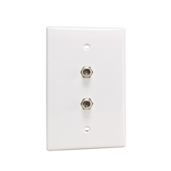 Wall Plate | F81 Coax | Dual Port, White - Conversions Technology