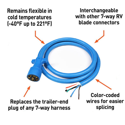RV Marine | 3 ft 7-Way Heavy duty cold weather trailer RV cable - Conversions Technology