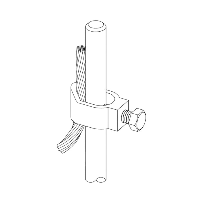 Ground Rod Clamp 1/0 AWG to 10 AWG - 1/2 to 5/8" Stud Size