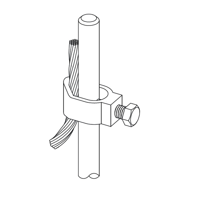 Ground Rod Clamp 2 AWG to 10 AWG - 3/8 to 1/2" Stud Size