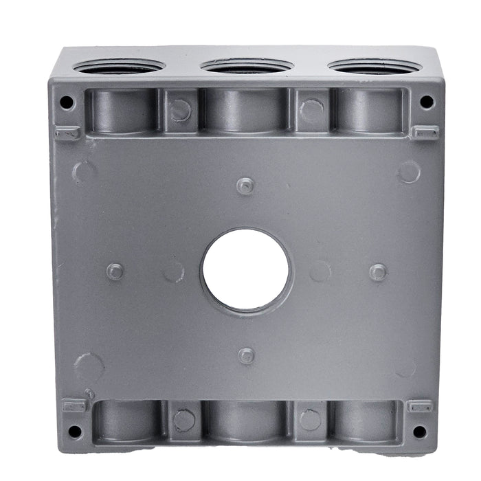 2 Gang weatherproof Grey box with (7) 3/4" threaded outlets