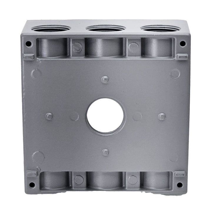 2 Gang weatherproof Grey box with (7) 1/2" threaded outlets