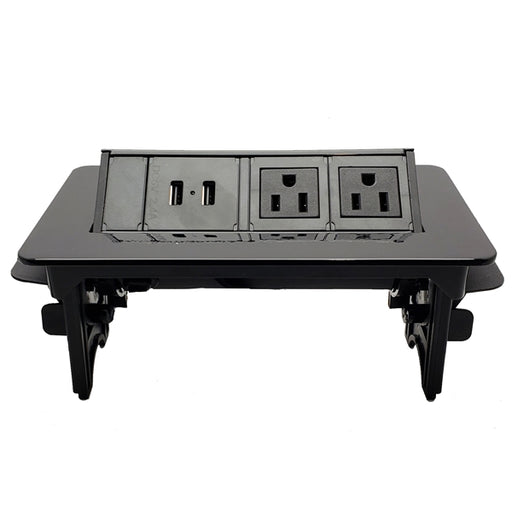 Theta | Desktop power push up Gloss Black finish 2 US outlets 2 USB outlets 2.4 amps - Conversions Technology