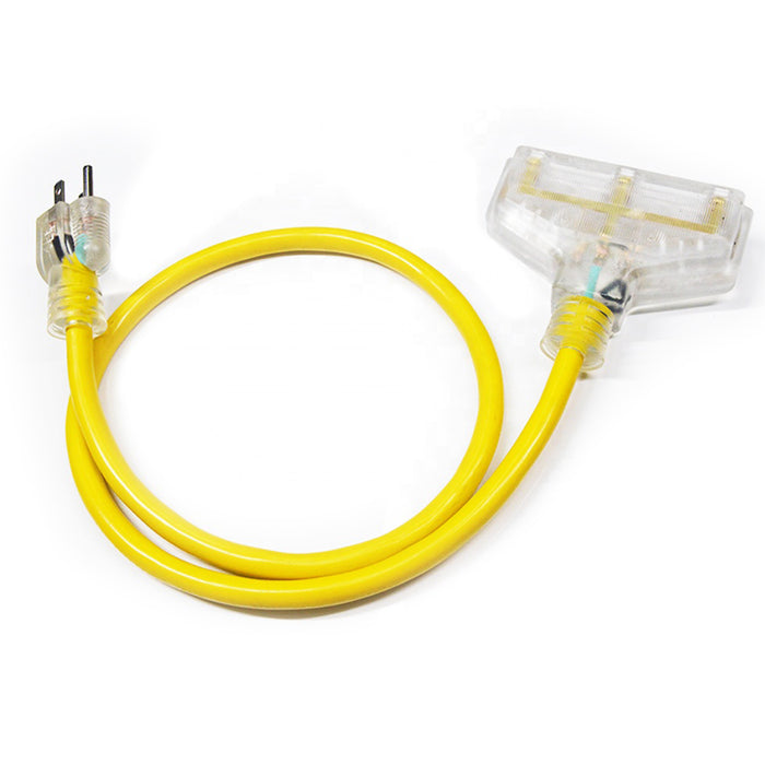 Extension Cord | 2 foot12/3 Tri-tap 3-Outlet Contractor Extension Cord - Conversions Technology