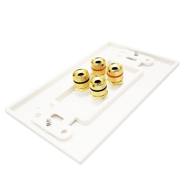Wall Plate | Banana Binding Post Coupler | 2 Port, 1 Speaker, Single Gang, High Quality, Gold Plated - Conversions Technology