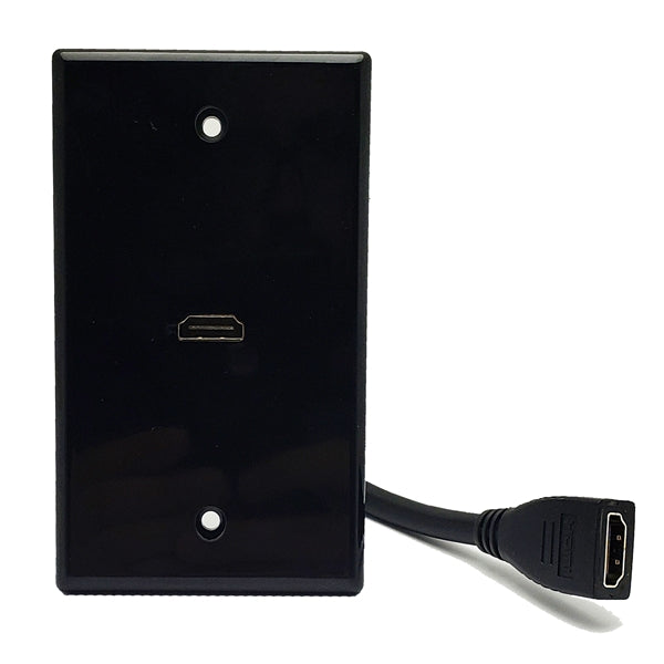 HDMI Wall Plate | Black | HDMI | Single Port 6" Cable, - Conversions Technology