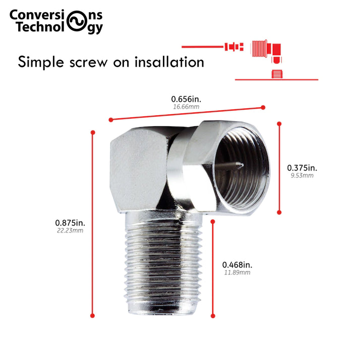 F Connector | Female to  Male,  90 Degree/Right Angle