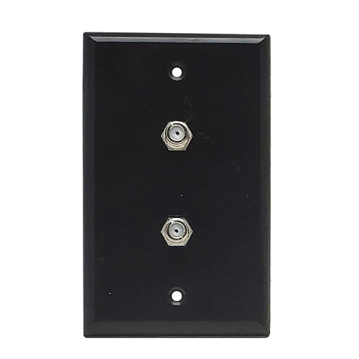Wall Plate | F81 Coax | Dual Port, Black - Conversions Technology