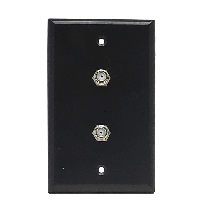 Wall Plate | F81 Coax | Dual Port, Black - Conversions Technology