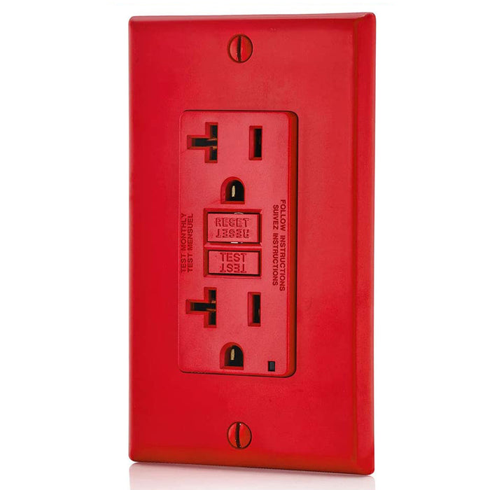 AC Outlet | 20 Amp GFCI Decorator Residential-Commercial (Red) - Conversions Technology
