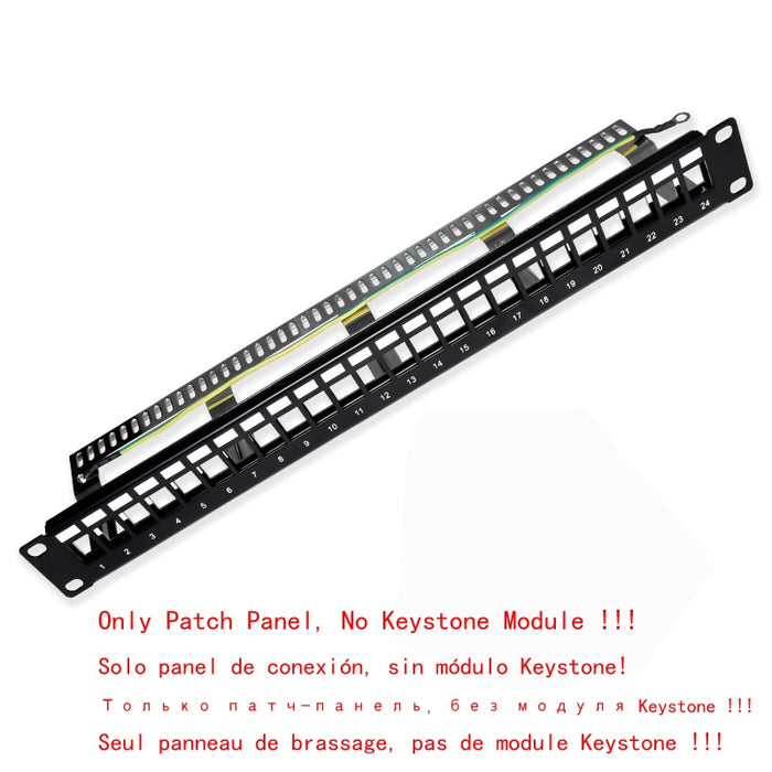 Toolless Patch Panel With 24 Plugs Tool-free CAT6 RJ45 Keystone Jack Module Socket For 19" Inch Rackmount Internet Bracket