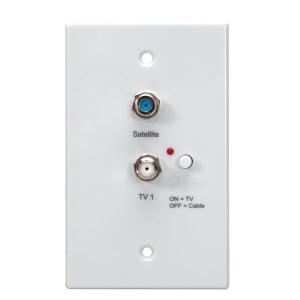 Powered Distribution Wall Plate | +2 TV outputs, on/off switch [White] (Compatible with HD VISION 360® Antenna) - Conversions Technology