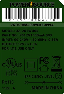 Theta | Power Supply | 12V 1500MA 5.5 x 2.1 Wall Mount - Conversions Technology