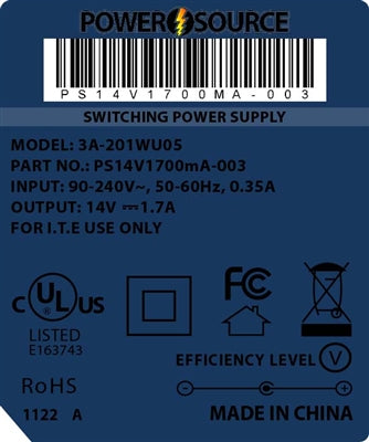 Theta | Power Supply | 14V 1700MA 5.5 x 2.1 Wall Mount - Conversions Technology